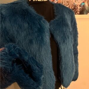LOFT Green Faux Fur Jacket